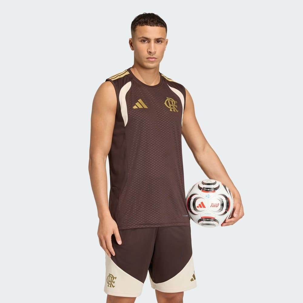 Regata Flamengo Treino Adidas 2026 Marrom Oficial + NF