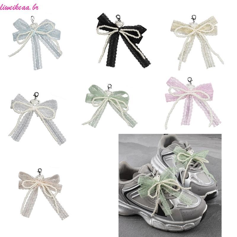 Liweikea Acessórios Versáteis Para Sapatos Removíveis Laço Renda Pérolas ABS