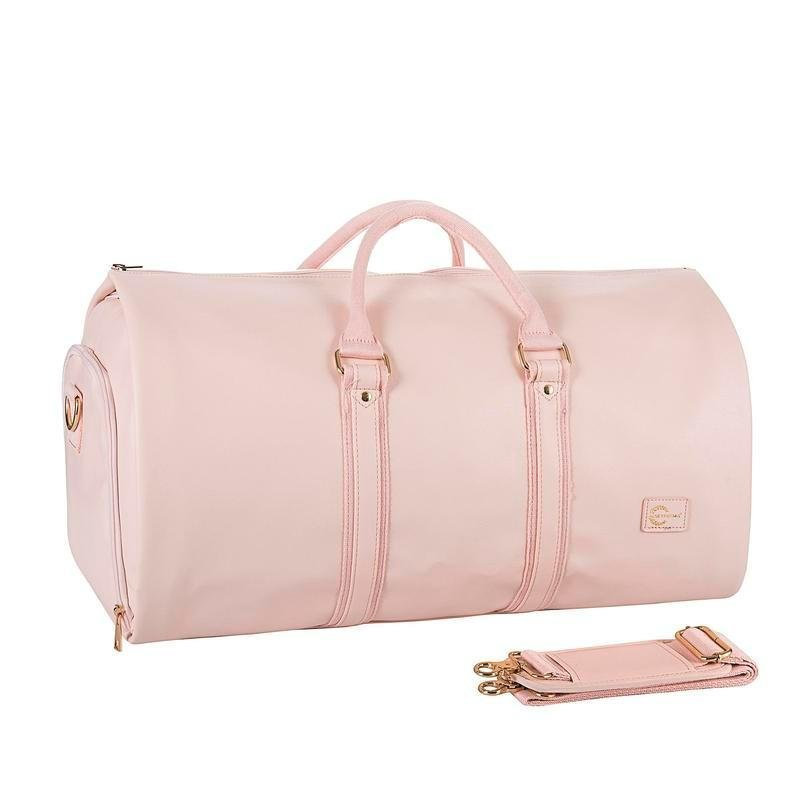 SEYFOCNIA Bolsa de Viagem Conversível para Roupas em Couro PU Rosa Claro com Grande Capacidade e Compartimento para Sapa