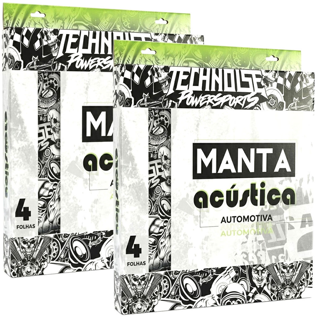 2x Technoise Manta Isolamento Acustico Termico Automotivo Adesivo 4 Folhas 30,5x90cm 2,2mm
