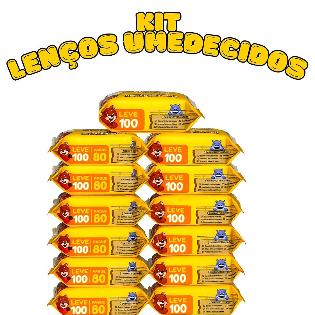 Kit Toalhas Umedecidas Pacotes Lenço -  Chameguinho Baby Neném Menina Menino Idosos