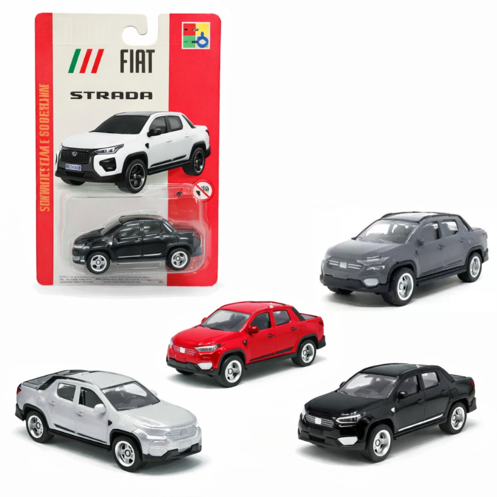 Miniatura 1:64 Carro Fiat Strada Metal Pneu De Borracha