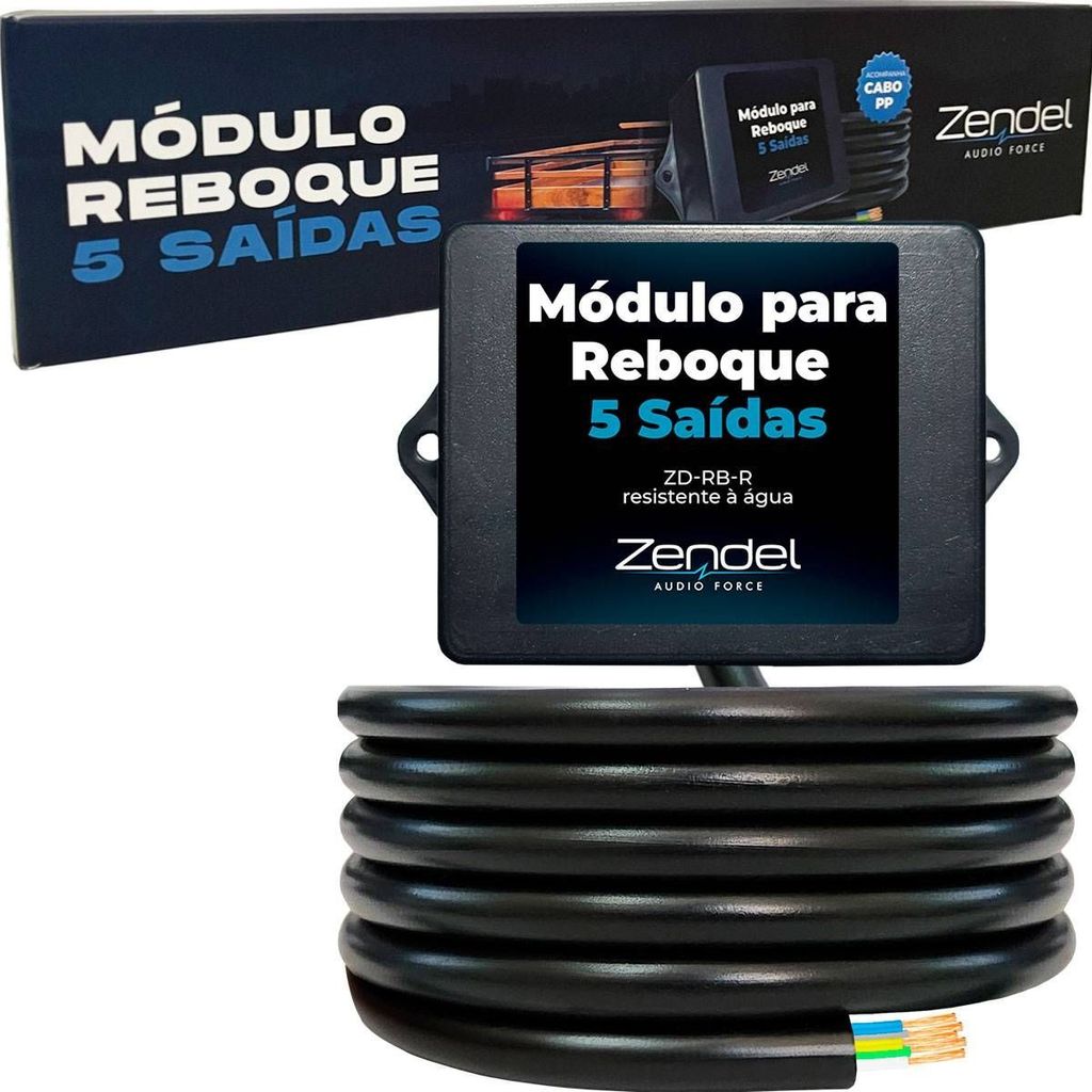 Módulo Reboque 12V 5 Vias ZD-RB-R Engate Carretinha Proteção Sistema LED Universal