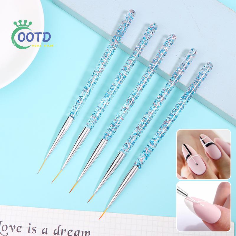 Moda Hoje 5pcs Nail Art Stripe Liner Brush Set 3D Tips Line Stripes DIY Caneta De Desenho Pincéis De Gel UV Pintura Ferr
