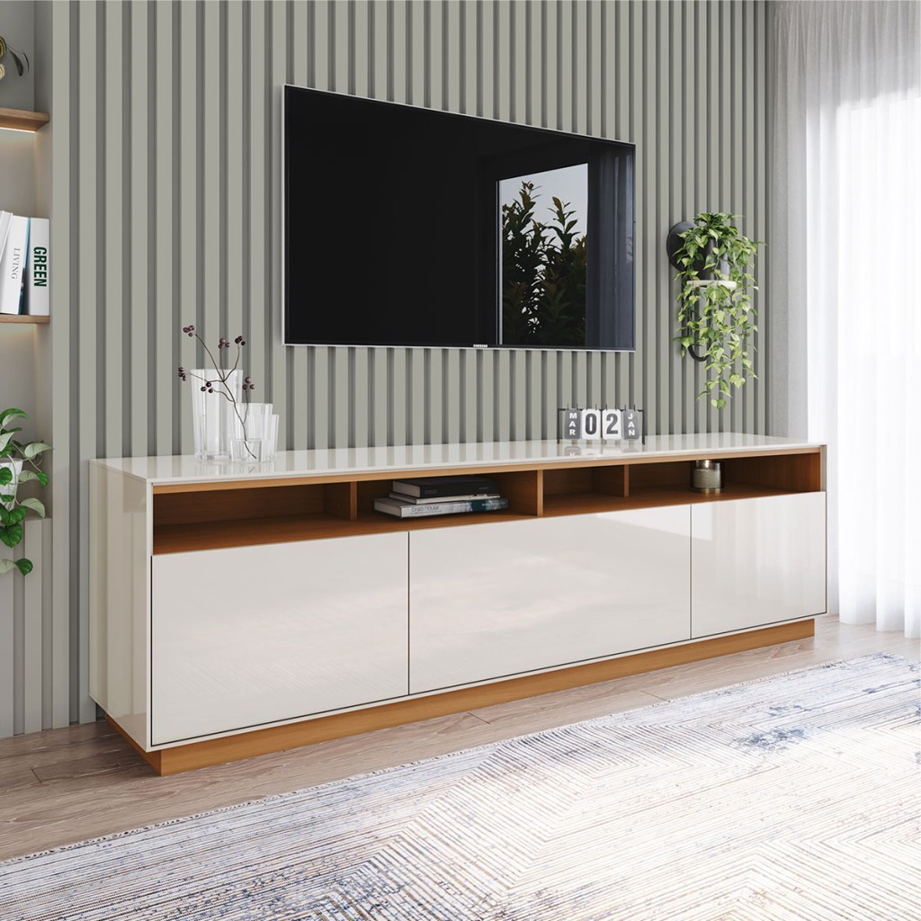 Rack para TV Até 80 Polegadas Orion 3 Portas Cinamomo/Off White - Henn
