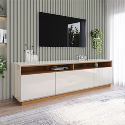 Rack para TV Até 80 Polegadas Orion 3 Portas Cinamomo/Off White - Henn