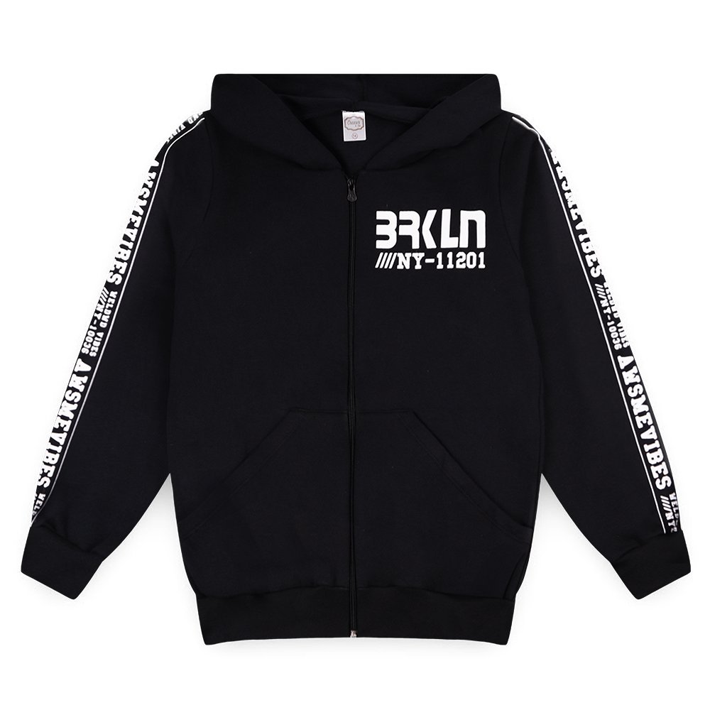 Jaqueta Moletom Juvenil Menino c/ Capuz e Zíper BRKLYN NY em Oferta na Shopee