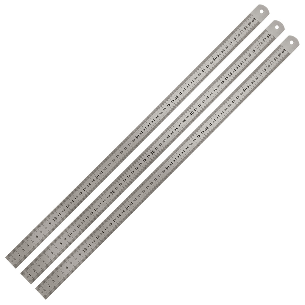 KIT 3 Réguas Escala De Aço Inox Dupla Graduação 60cm x ( 24")  x 25,4mm (1") x 0.4mm