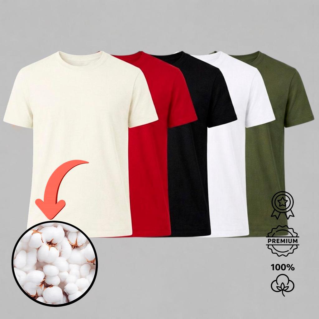 Kit 5 Camisetas Básicas Unissex 100% Algodão Pack Casual Minimalista Conforto Diário Premium