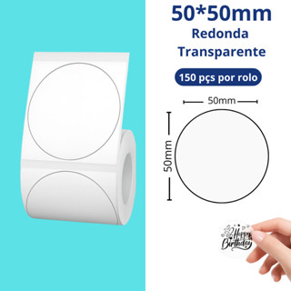 Rolo de Etiqueta Transparente redonda 50x50mm p/ Niimbot B1/B21 B31 em Oferta na Shopee