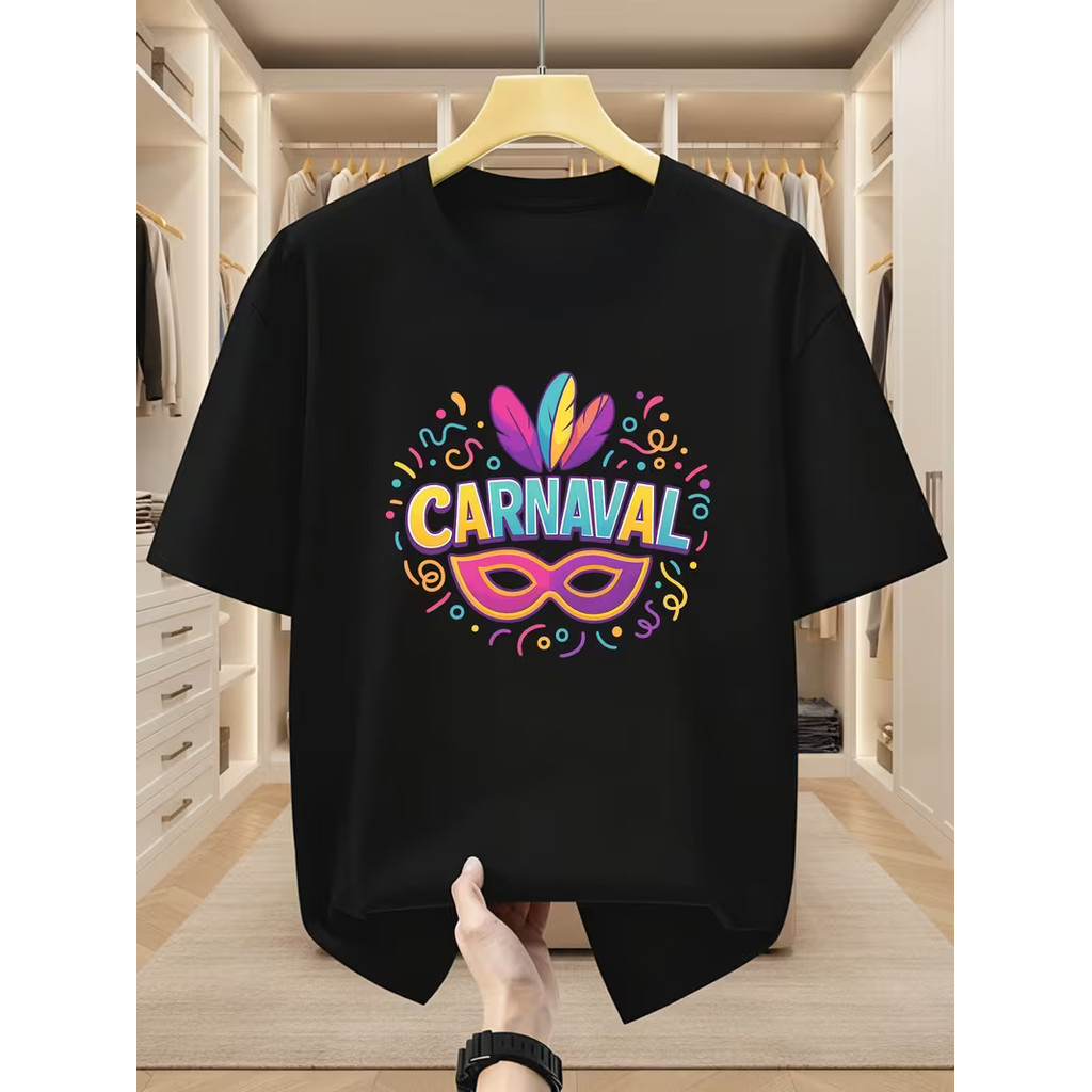 Camiseta Carnaval Feminina Masculina Estampada Blusa Confortável Estilo Colorida 100% Algodão