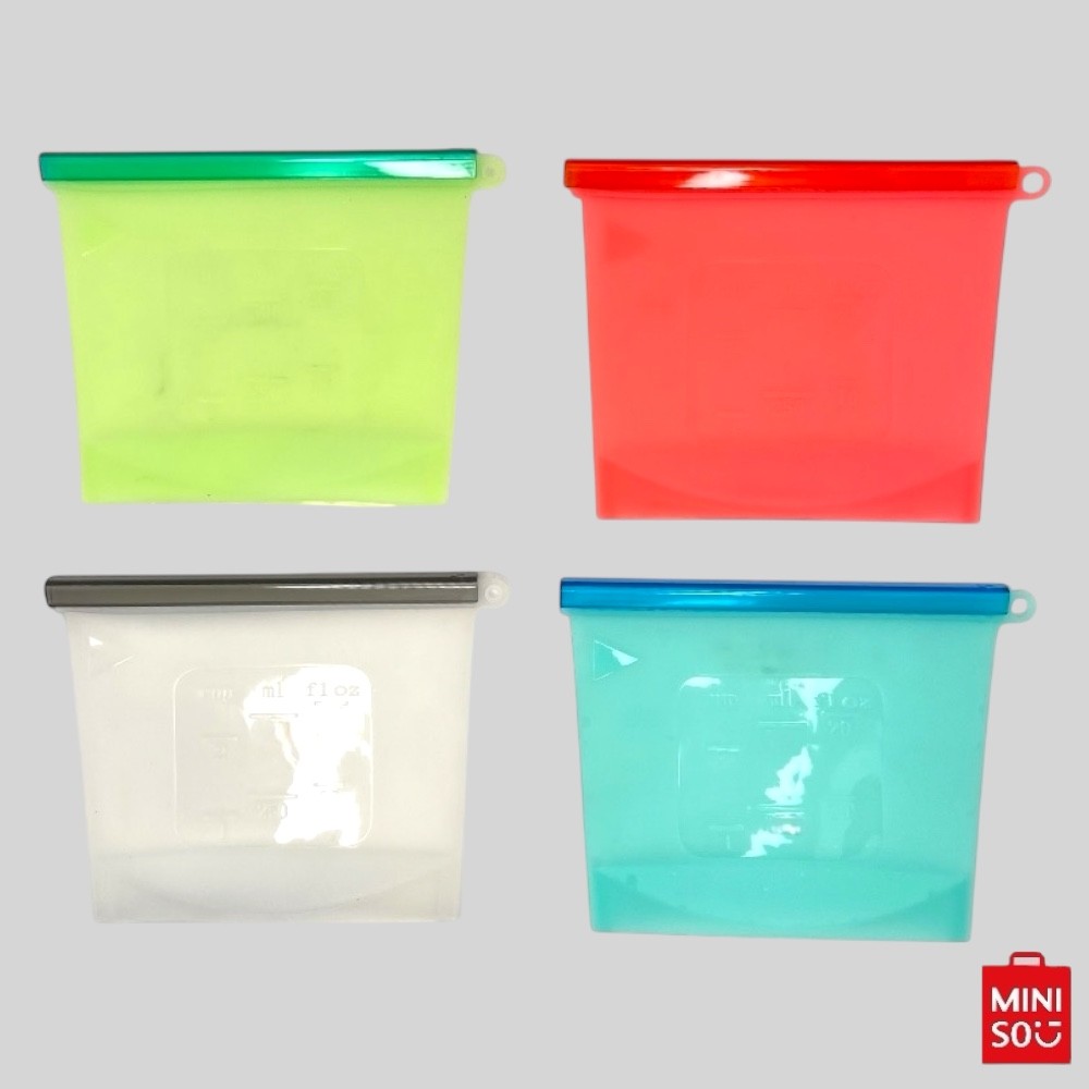 Saco para Armazenar Alimentos sortido 1000ml Miniso – Reutilizável, à Prova de Vazamentos e Resistente