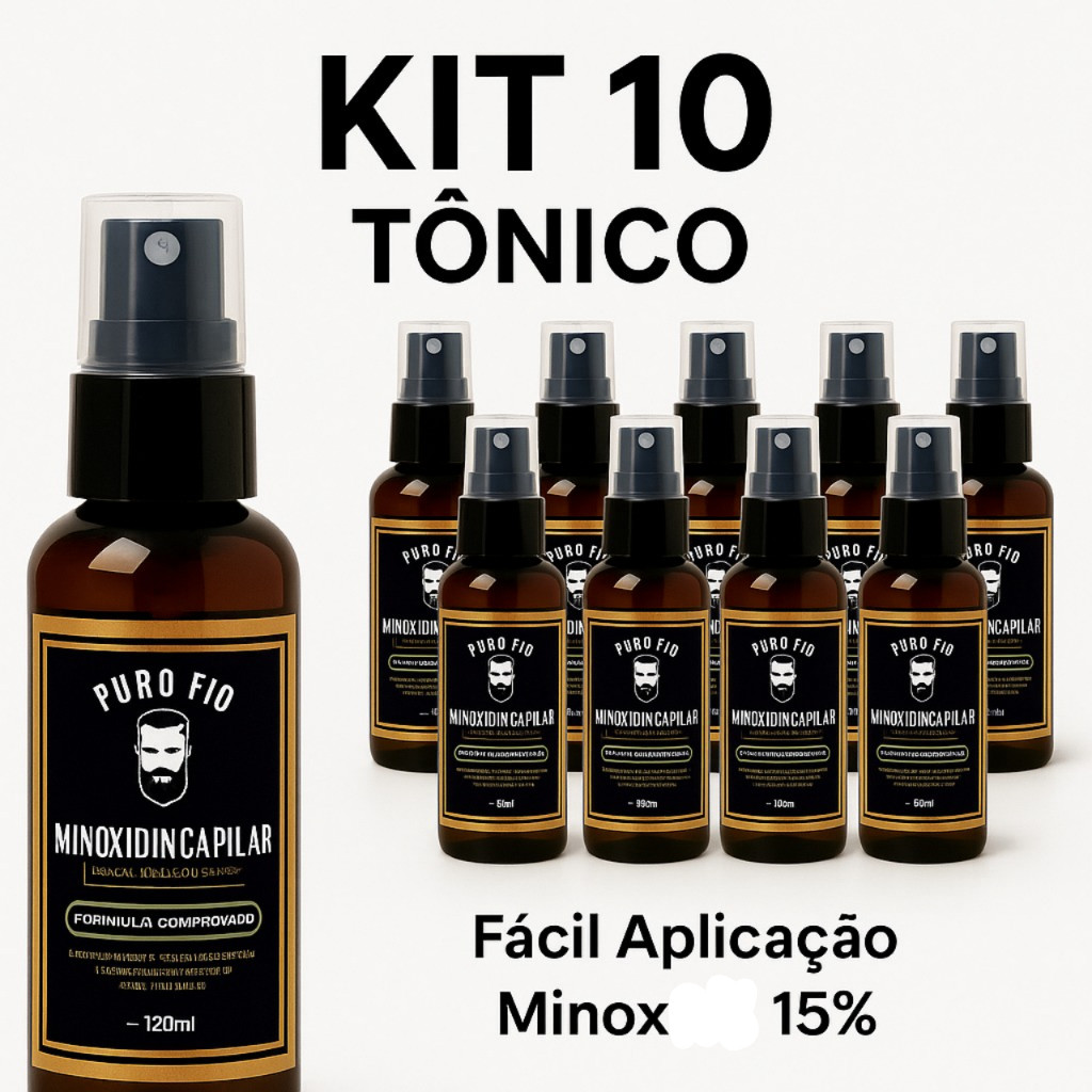 KIT com 5 e 10 Tônico Capilar 15% Anti Queda Crescimento Poderoso Barba Cabelo Sobrancelha Bigode e