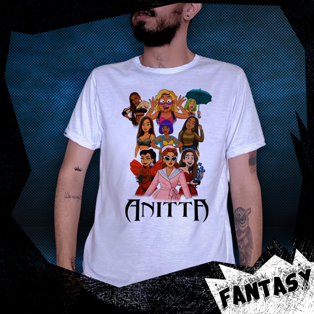 [Camiseta Premium em Algodão Puro]TT Camiseta Anitta - Inspirada em looks de clipes - Cartoon | Fantasy Art