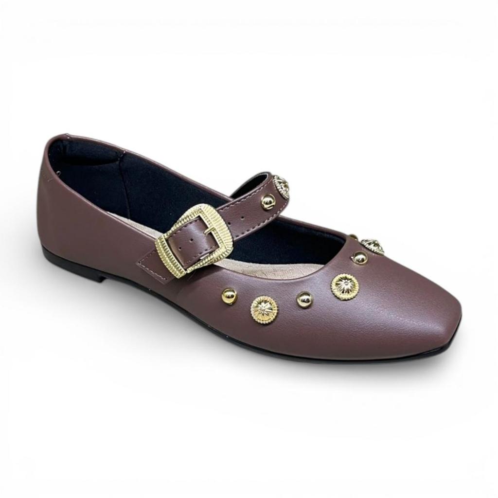 Sapatilha Boneca Moleca 5824104 Bico Quadrado Tacha Feminina em Oferta na Shopee