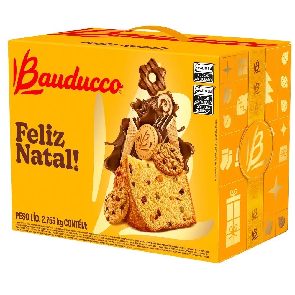 Cesta De Natal Bauducco 2023 Grande Caixa 2,755kg 19 Itens