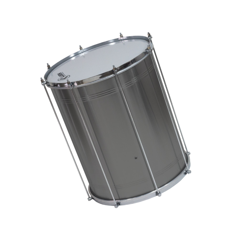 Surdo Luen Inox 30x14 Aro Bola Cromado 6 Afinações Pele Leitosa Percussão Profissional