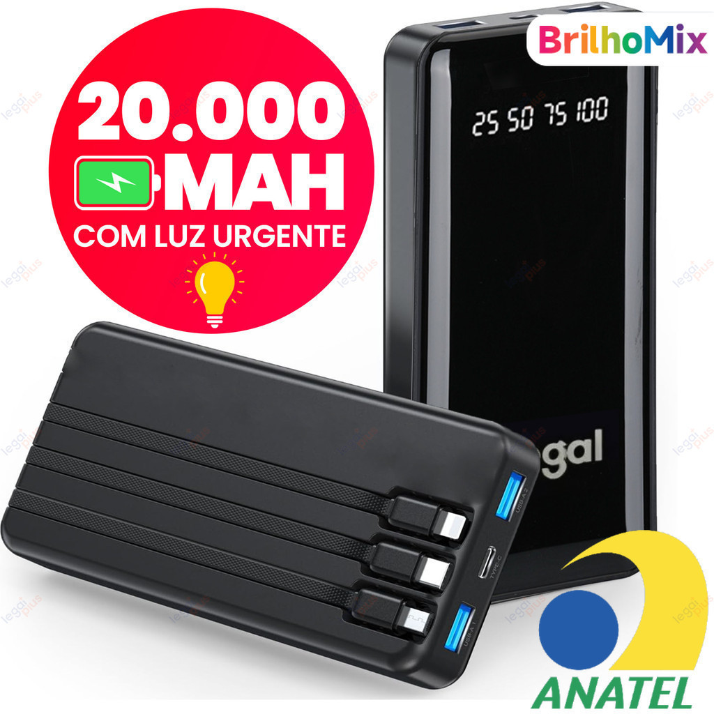 Carregador Portátil Power Bank Favo de Mel Bateria Externa 10000mah 20000mah
