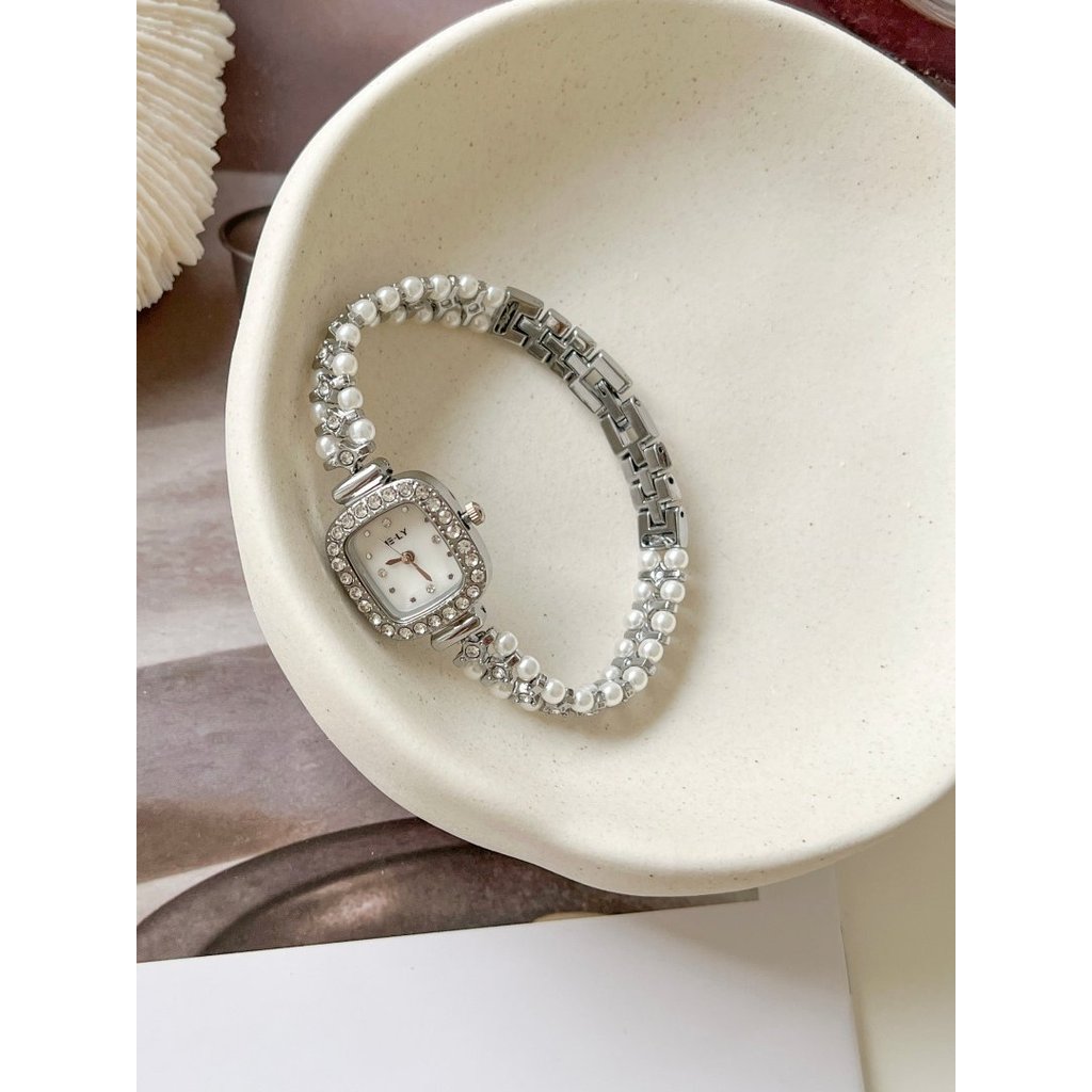 relogio feminino pequeno relogio feminino Relógio quadrado madrepérola feminino estudante pequeno relógio de ouro luz ni