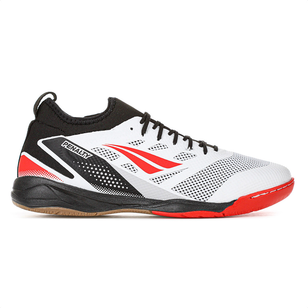 Chuteira Penalty Futsal Max 500 Locker Y-3 Branco Preto e Vermelho - Masculino