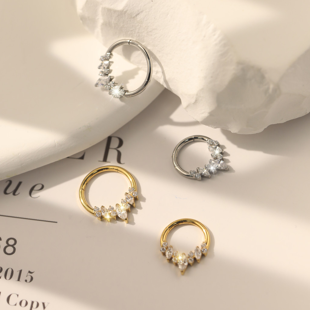 Piercing Septo Orelha Argola Aço Cirúrgico Segmento Articulado Zircônias Nariz Conch Daith Helix