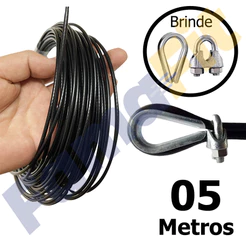 5 Metros Cabo de Aço Revestido 5mm 3/16"- 6x19 Reforçado Reparo Aparelho Academia Profissional