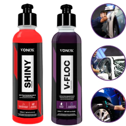 Kit Vonixx V-Floc Shampoo + Shiny Brilho Rápido e Proteção para Pneus