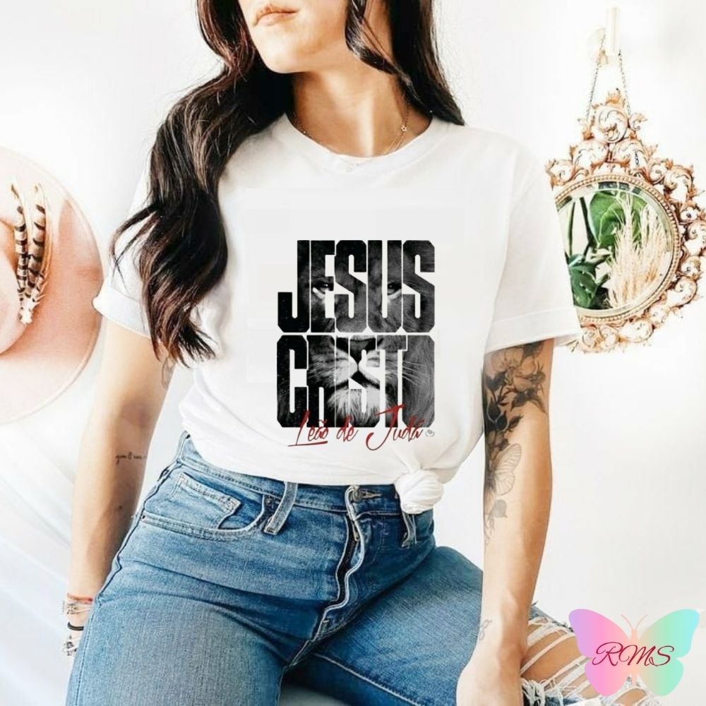 Blusa Feminina Branca Suede Estampada Jesus Cristo | Camiseta Cristã Evangélica Confortável