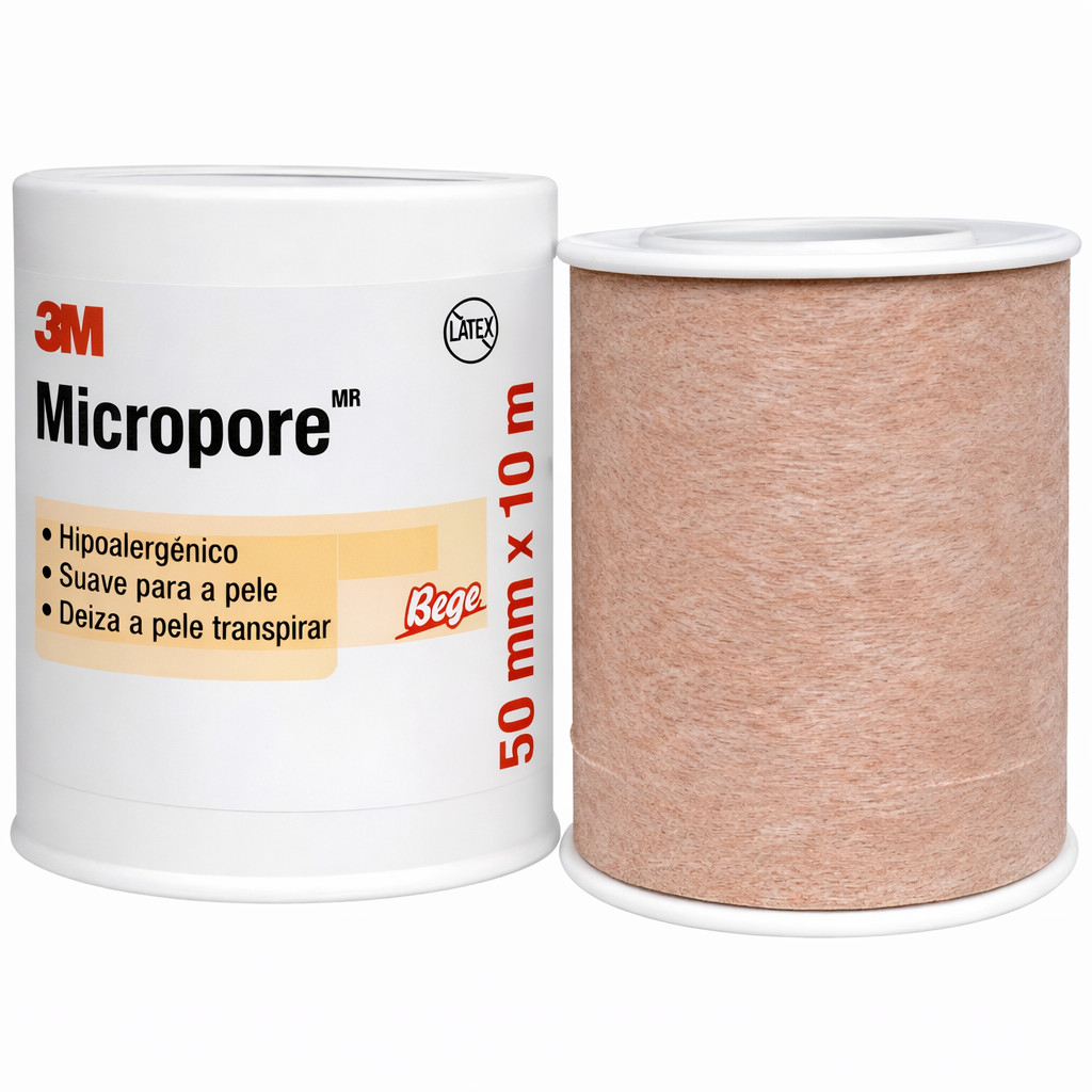 Micropore 3M Bege 5cm x 10m Fita micropore cirurgica bege 1 unidade fita micropore para curativos