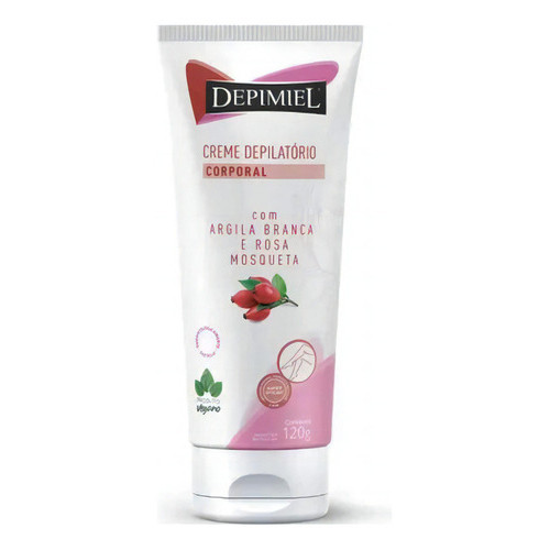 Creme Depilatório Clareador Corporal Argila Branca Rosa Mosqueta 120g - Depimiel