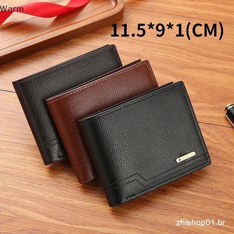 Homens Quentes Curto Bifold Couro Falso Masculino Titular Do Cartão De Identificação De Crédito Carteira Billfold Bolsa