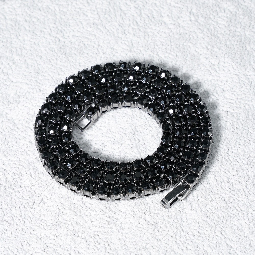 Colar Ice chain Riviera 50 cm Premium cravejado Modelo dos artistas Hip Hop Pedras negras