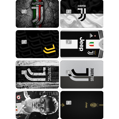 KIT 8 ADESIVOS para cartão Credit/debit TEMA: JUVENTUS CAR 051  (película protetora - corte eletrônico)