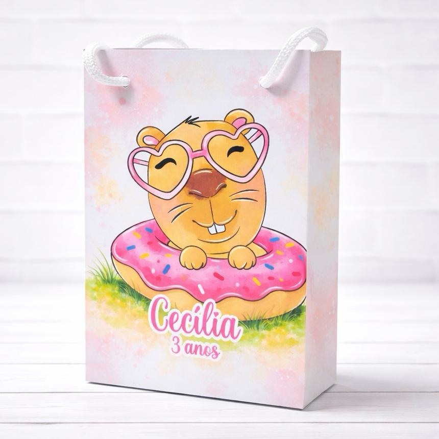 Sacolinha Capivara | Personalizada Com Nome | Mimos Festa Aniversário Lembrancinhas Personalizados