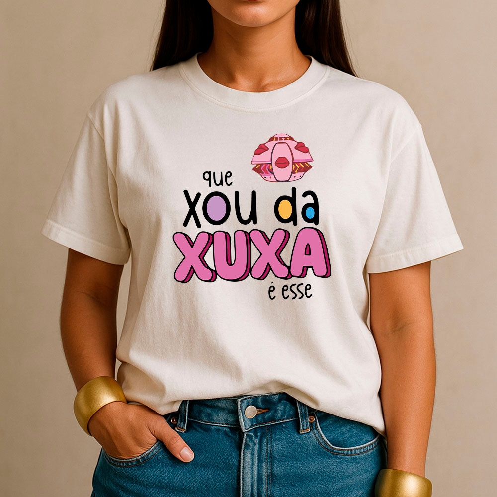 Camiseta Feminina 100% Algodão Camisa Xuxa Que Xou Da Xuxa Meme Vintage Casual Dia a Dia Streetwear