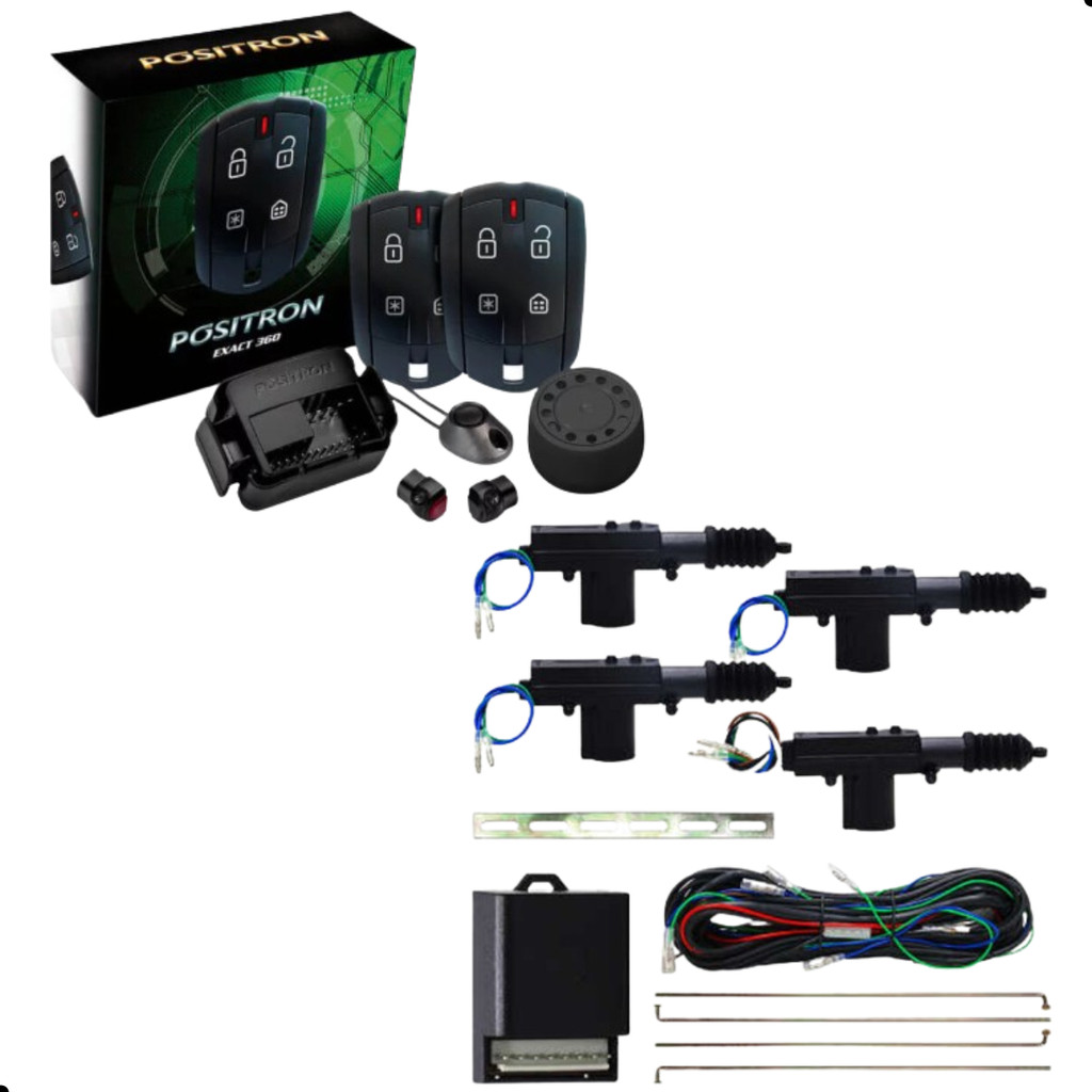 Kit Segurança Automotiva: Alarme Positron Exact 360 + Trava Elétrica 4p