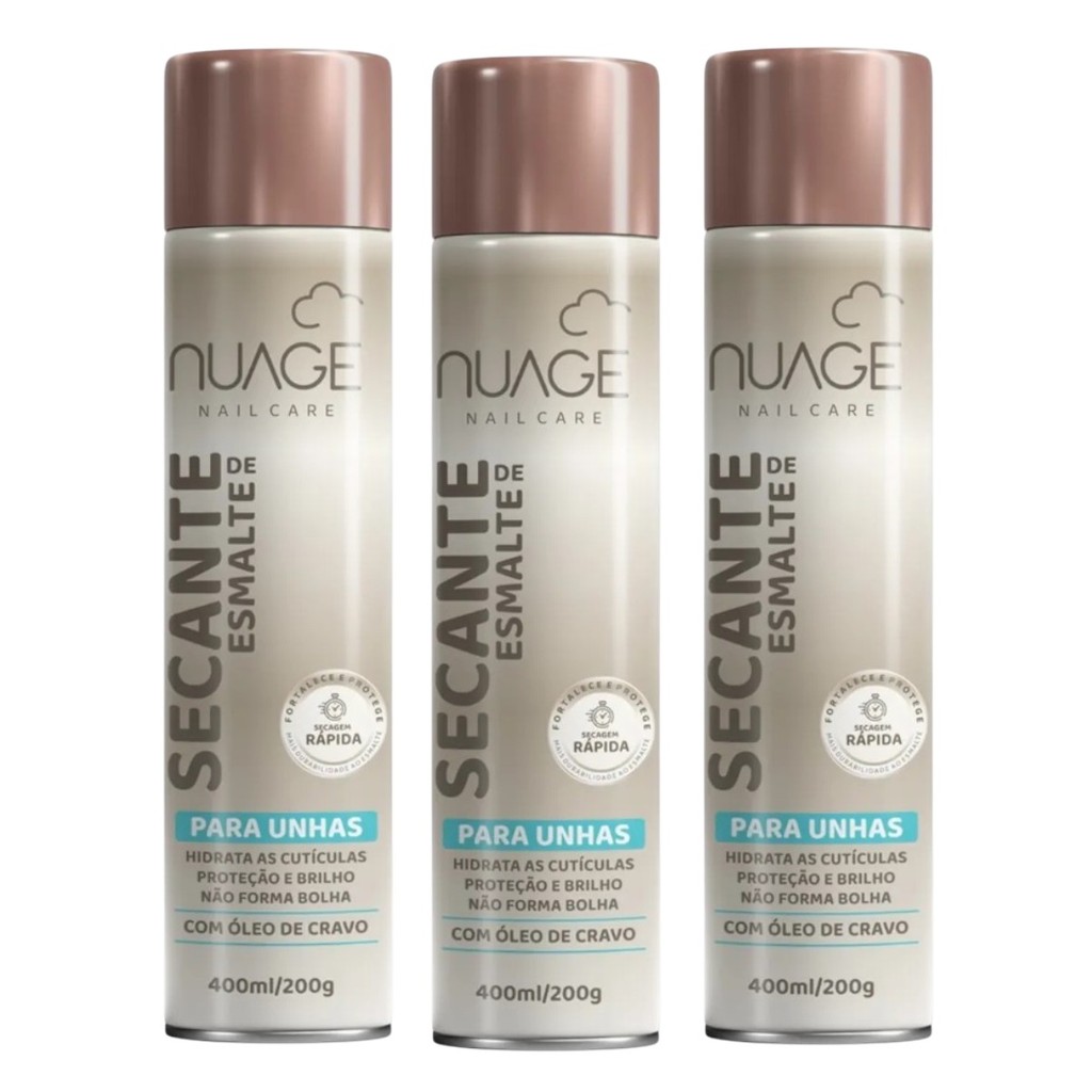 Kit 3 Spray Secante De Esmalte C/ Óleo De Cravo 400ml –Nuage