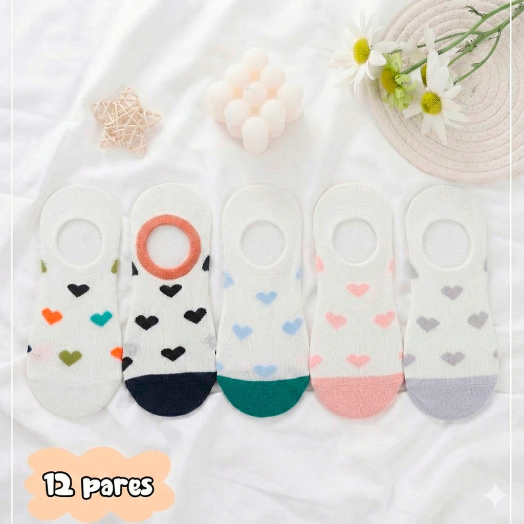 Kit 12 Pares Meia Sapatilha Invisível Estampa Coração – Moda Feminina Confortável Verão Dia a Dia Tam 35-42 em Oferta na Shopee