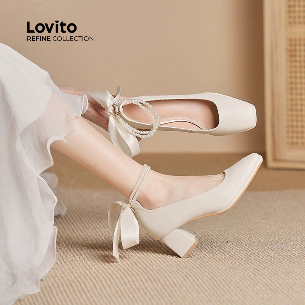 (Lovito Refine) Saltos Elegantes com Laço Traseiro para mulheres LR28E032 em Oferta na Shopee