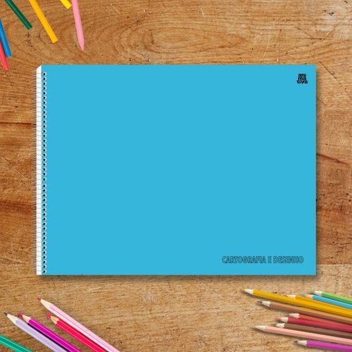 Caderno Desenho Técnico Esboço Cartografia Capa Lisa Azul Profissional Estudante