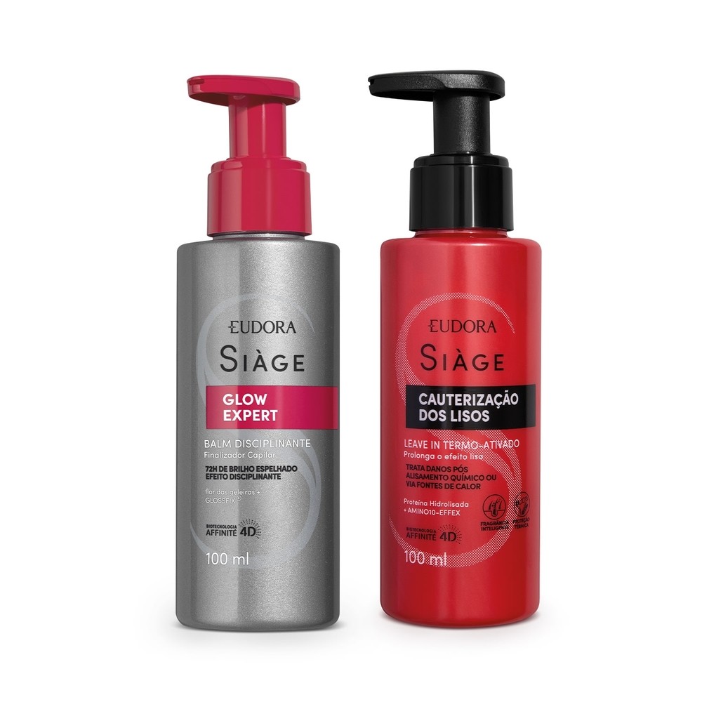 Combo Siàge: Leave-in Siàge Cauterização dos Lisos 100ml + Balm Disciplinante Finalizador Glow Expert 100ml