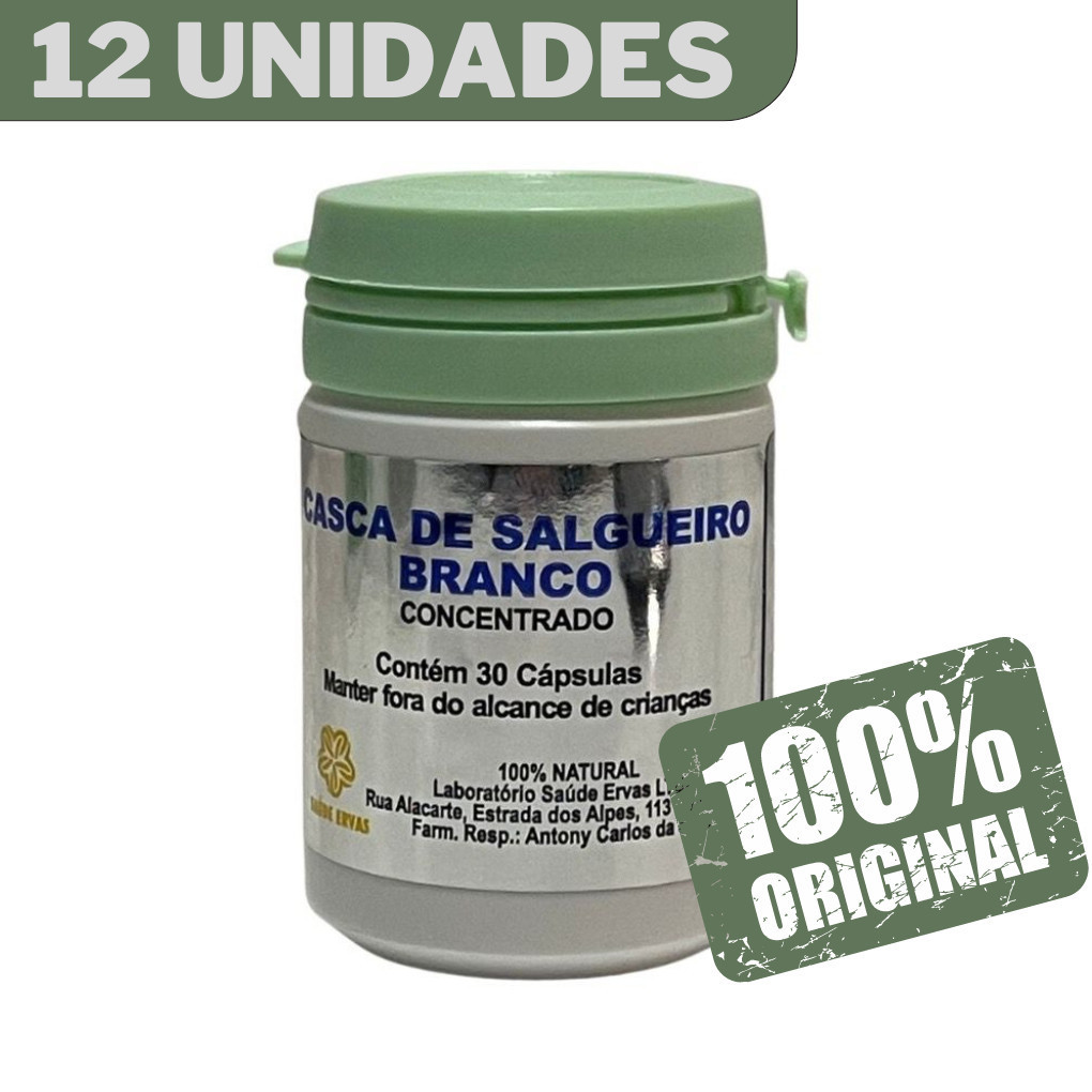 Kit 12 Frascos Casca de Salgueiro Branco - Legítimo
