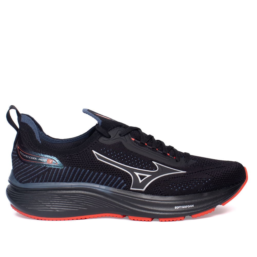 Tênis Masculino Mizuno Cool Ride 3 Preto/Vermelho em Oferta na Shopee