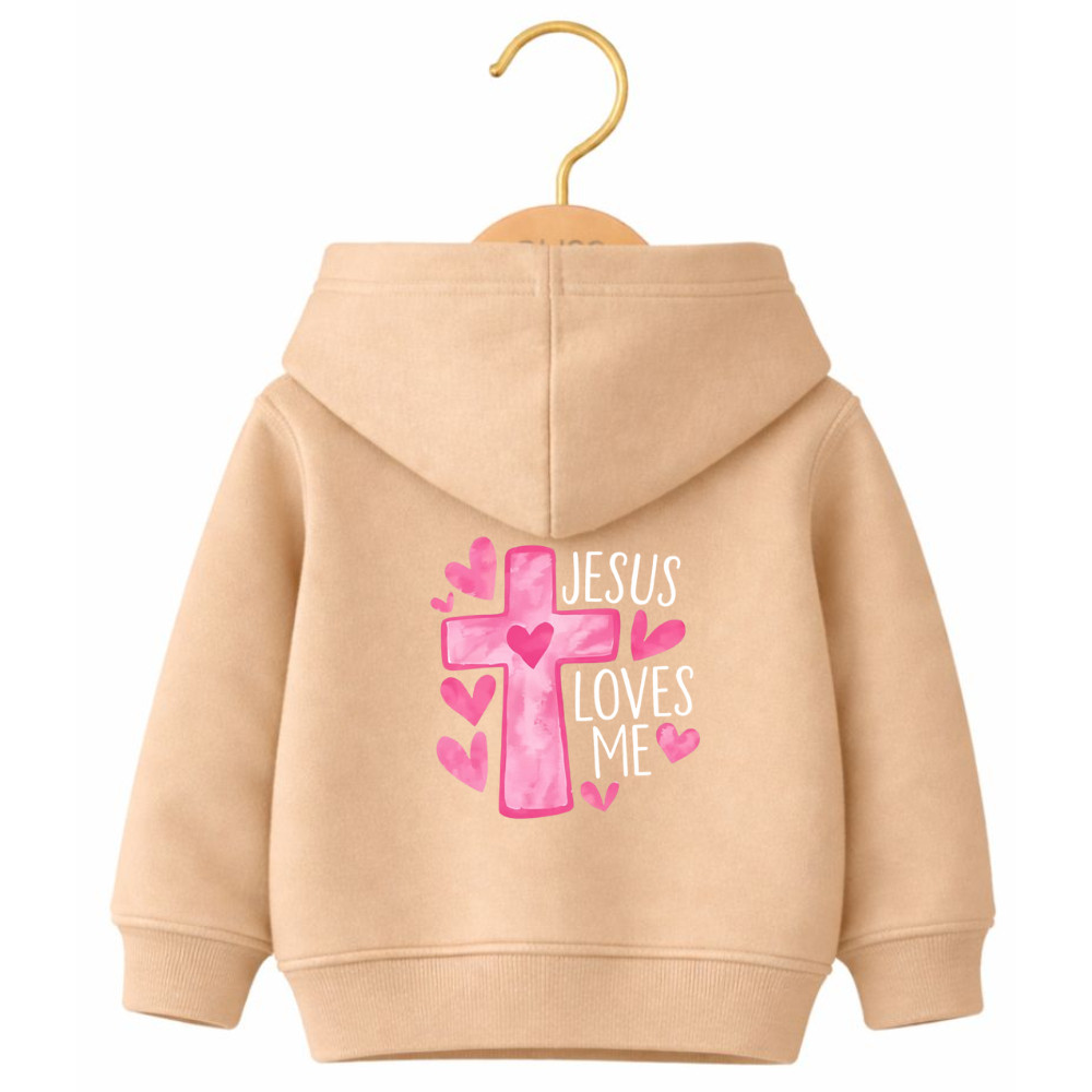 Moletom Canguru Infantil Estampa Jesus Loves Me 1015 Conforto Térmico Resistente