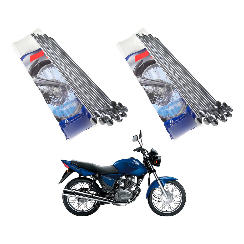 Par Jogo Raio DDL INOX  4mm Traseiro + Dianteiro Titan Fan 125 150 160 Freio Tambor