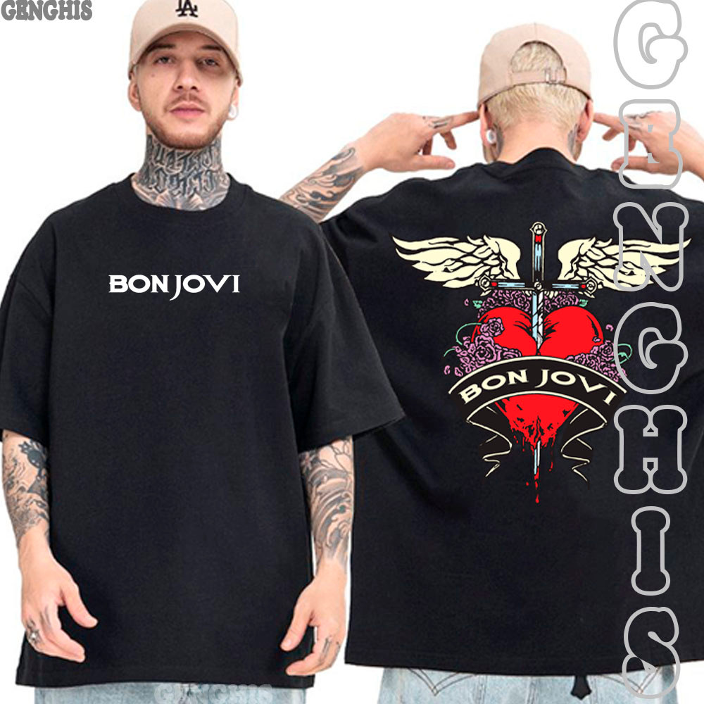 Camiseta Bon Jovi Banda Rock Cantor Icone Da Musica Musica Camisa Algodão Unissex Basica Oversized Plus Size