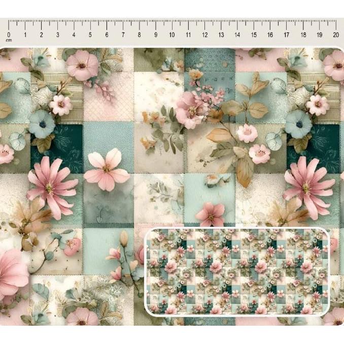 Tecido tricoline digital Coleção Bird patch flores fundo patch 50 x 150 cm
