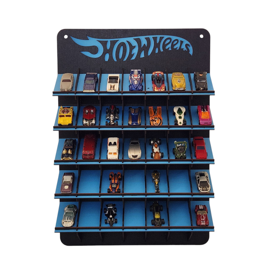 Porta Carrinhos HotWheels Expositor 35 Carrinhos MDF em Oferta na Shopee