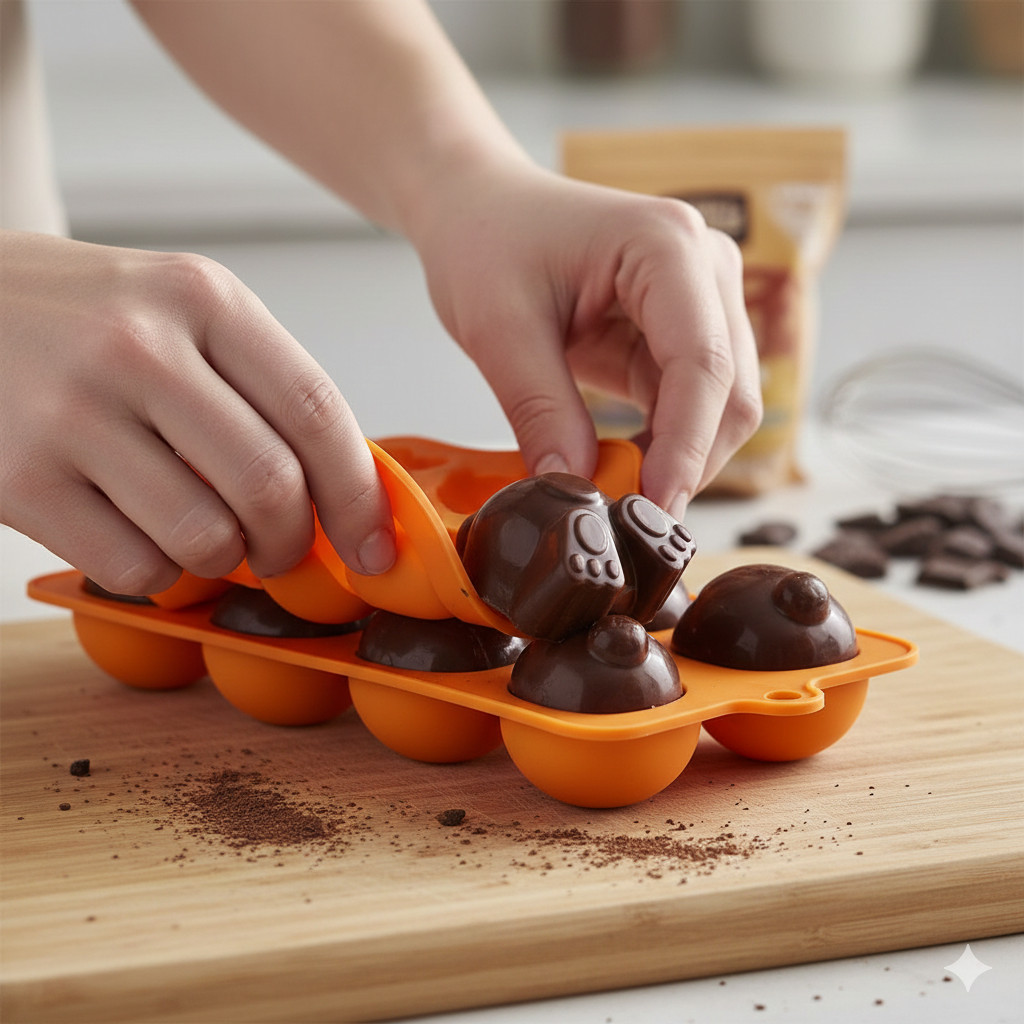 Forma Silicone Chocolate Mini Pezinhos Coelho De Páscoa