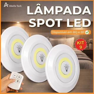 Kit Luminária Spot Led Redondo Com Controle Luz Fria ou Quente Auto Colante Bivolt